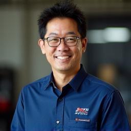 Kaisen Driftの創設者兼リードチューナーである鈴木健太が笑顔でポーズをとる